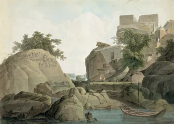 Roche du Fakir à Sultanganj, sur le Gange, Inde, vers 1790